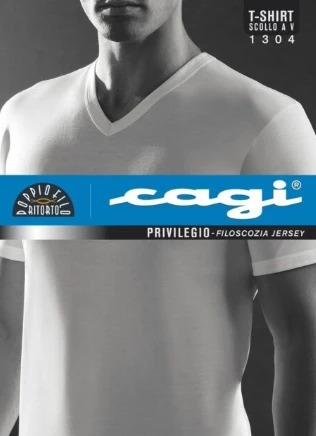 Maglia Uomo T-Shirt Scollo A V Filo Di Scozia Cagi 1304 3 Maglia Uomo T-Shirt Scollo A V Filo Di Scozia Cagi 1304