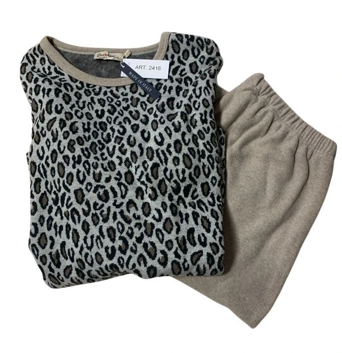 Pigiama Donna Cotone Felpato Punto Milano Coccolami 2416 Outlet 4 Pigiama Donna Cotone Felpato Punto Milano Coccolami 2416 Outlet - immagine 2