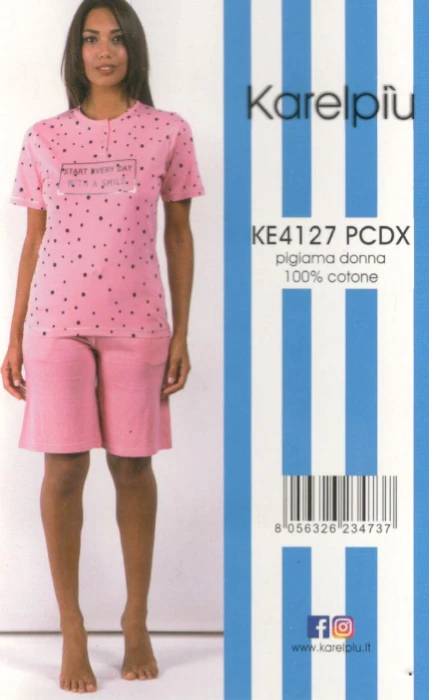 Pigiama Donna Corto Calibrato 100% Cotone Karelpiu' 4127 3 Pigiama Donna Corto Calibrato 100% Cotone Karelpiu' 4127