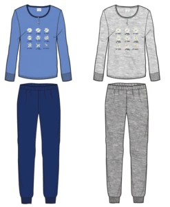 Pigiama Donna Lungo 100% Cotone Jersey Il Granchio Lady 421 Special Price -Intimo Outlet Negozio 421 d