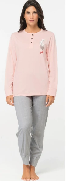 Pigiama Donna Manica Lunga Cotone 100% Jersey Karelpiu' 0426