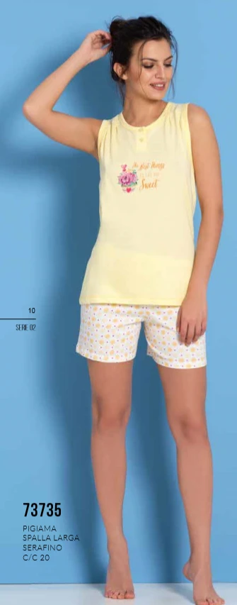 Pigiama Donna Spalla Larga Corto 100% Cotone Miami 73735 Outlet 3 Pigiama Donna Spalla Larga Corto 100% Cotone Miami 73735 Outlet