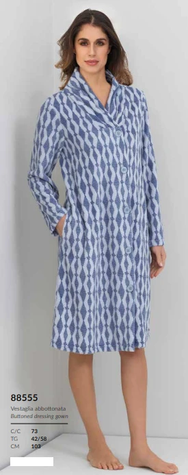 Vestaglia Donna Abbottonata Coral Pile Linclalor 88555 3 Vestaglia Donna Abbottonata Coral Pile Linclalor 88555