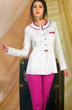 Pigiama Donna Calibrato 100% Caldo Cotone Linclalor 92826 Outlet