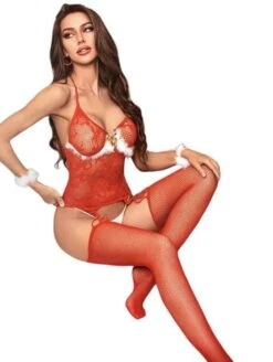 Tuta Bodystoking Gueppiere Sexy Rosso Diva By Prive' 1282 -Intimo Outlet Negozio thumbnail img 6251